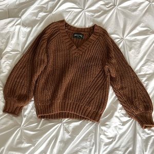 American Eagle Women’s Brown Knit V-Neck Sweater